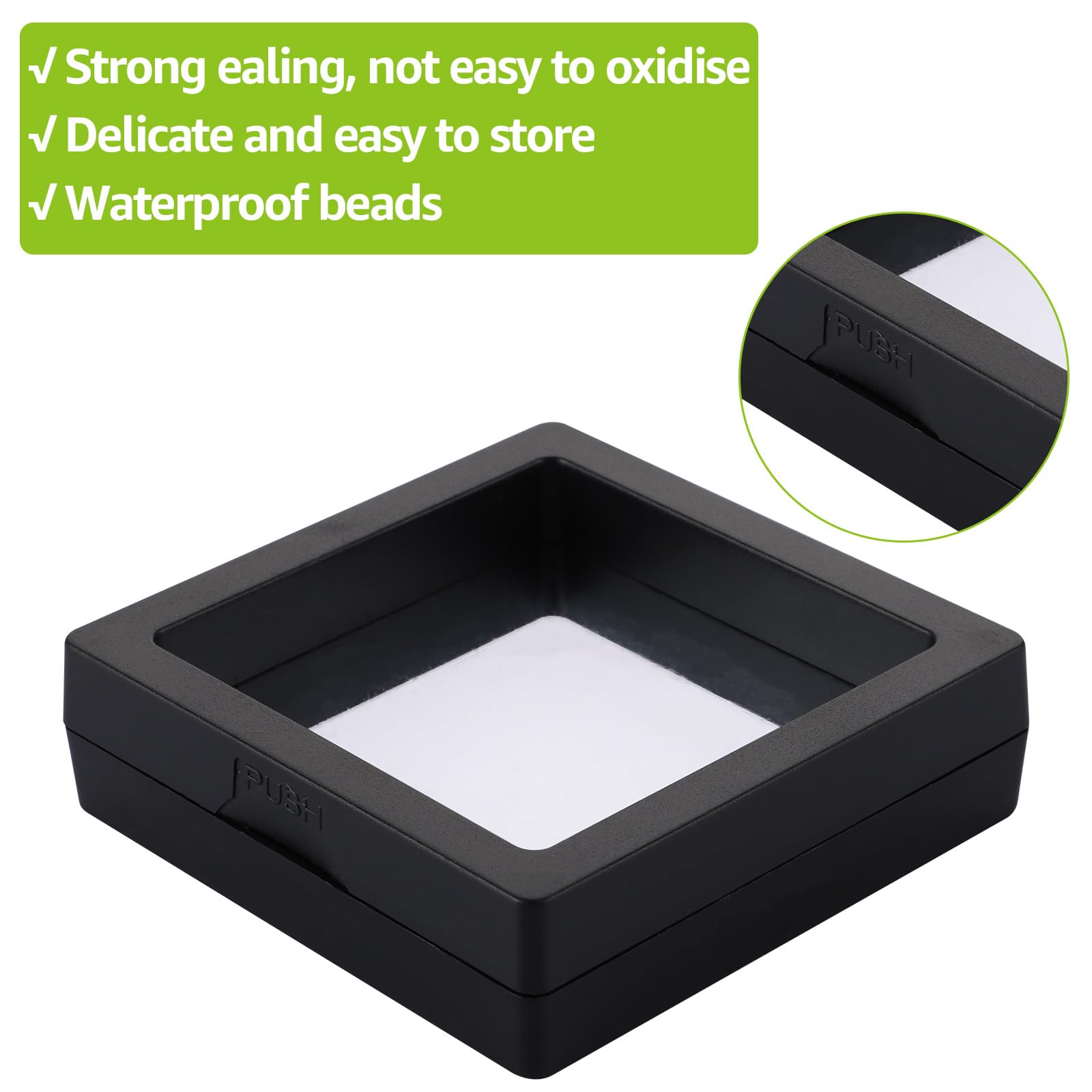 CYEER Lot De 30 Cadres Flottants 7x7x2 Cm Avec Membrane Silicone - Présentoirs Parfaits Pour Pièces, Bijoux, Médailles Et Bracelets