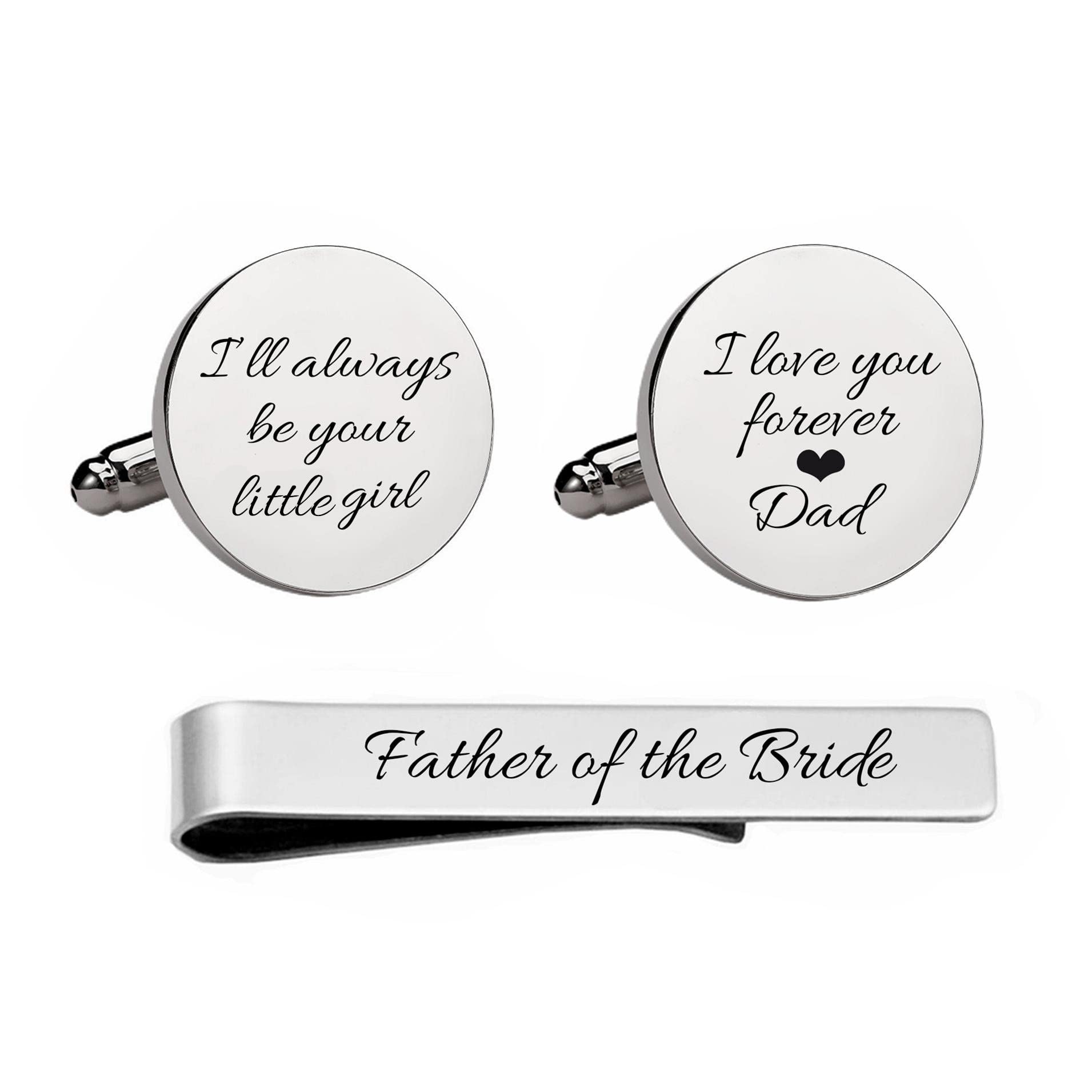 Kooer Wedding Gifts For Father, Father of The Bride CuffLinks Tie Clip Set With Wood Gift Box Wedding Men's Jewelry Cufflinks Gifts for Father Dad (Father of the bride wood box set)