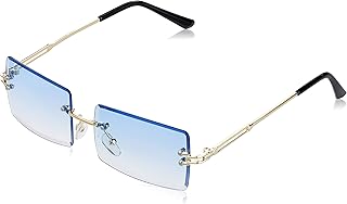 YOJUED Vintage Rimless Sunglasses for Men and Women, Fashion Retro Rectangular Glasses, UV400 Protection