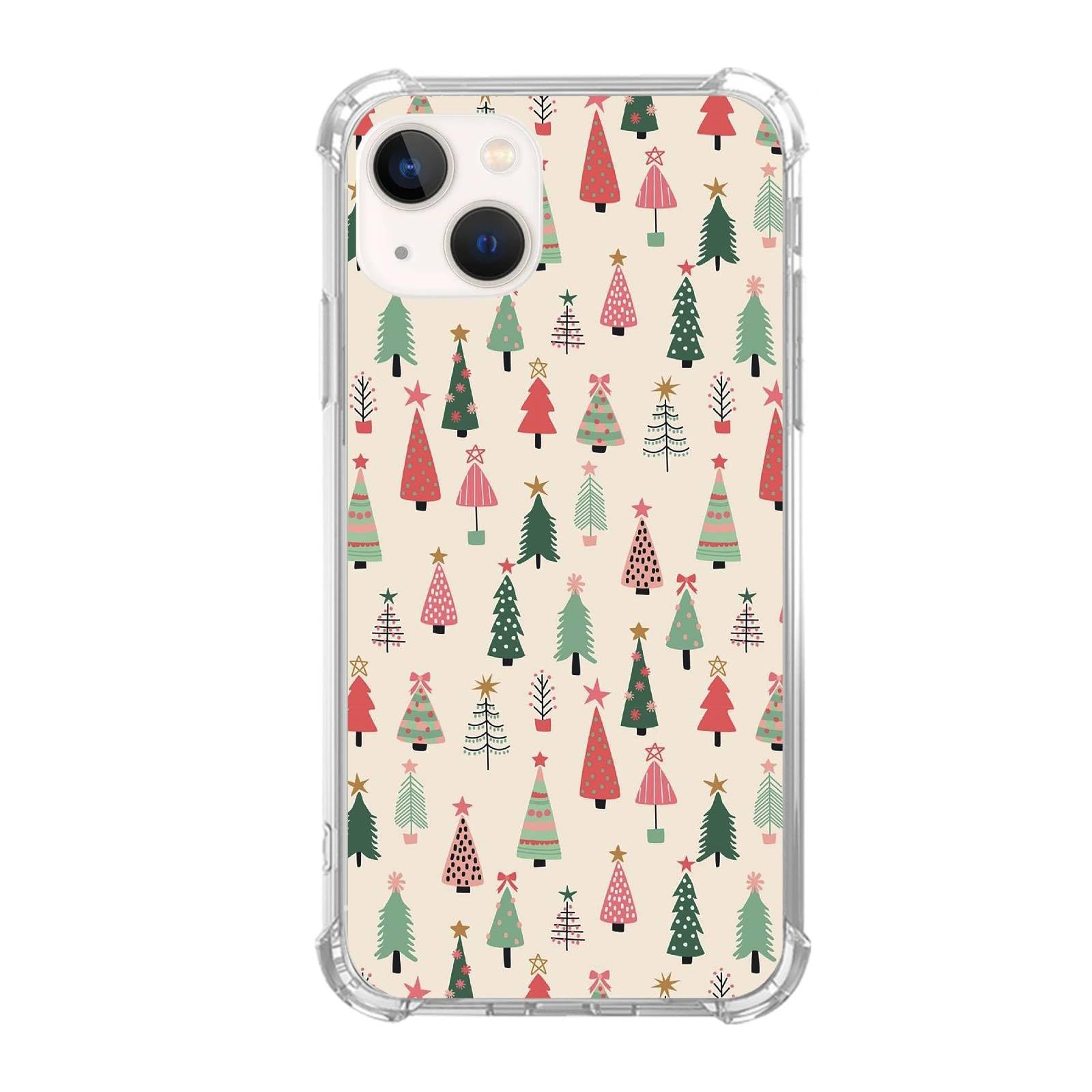 Funda estética de árbol de Navidad compatible con iPhone 15, colorida funda de árbol de Navidad para iPhone 15, adecuada para niñas, mujeres y hombres, funda protectora de silicona a prueba de golpes