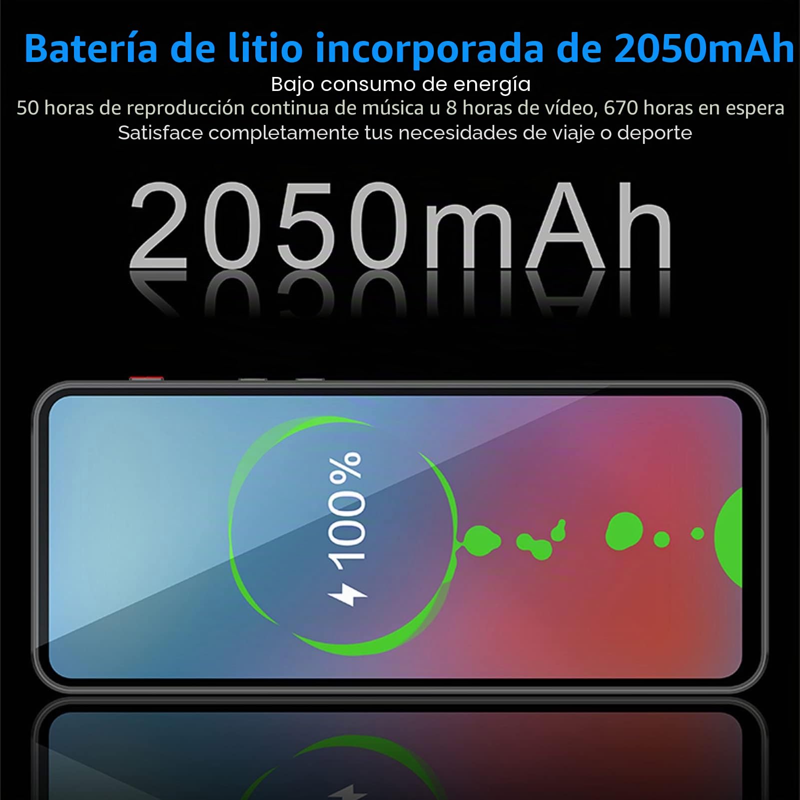 Reproductor de MP4 Inteligente HD de 5,0 Pulgadas, Reproductor de MP4 WiFi Bluetooth Portátil con Pantalla HD Completamente Táctil, Batería de Litio de Gran Capacidad y Chip Octa (128GB)