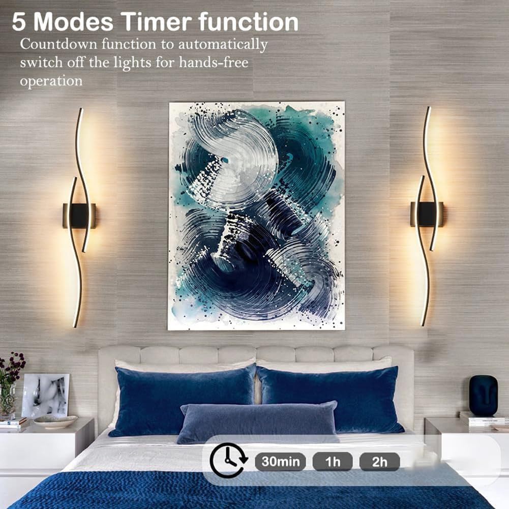 10W LED Akku Wandleuchte Ohne Bohren 80cm Lang Wandlampe Innen Dimmbar mit Fernbedienung Kabellose Wandbeleuchtung USB Wiederaufladbar 6000mAh mit Timing Nachttischlampe für Wohnzimmer Schlafzimmer