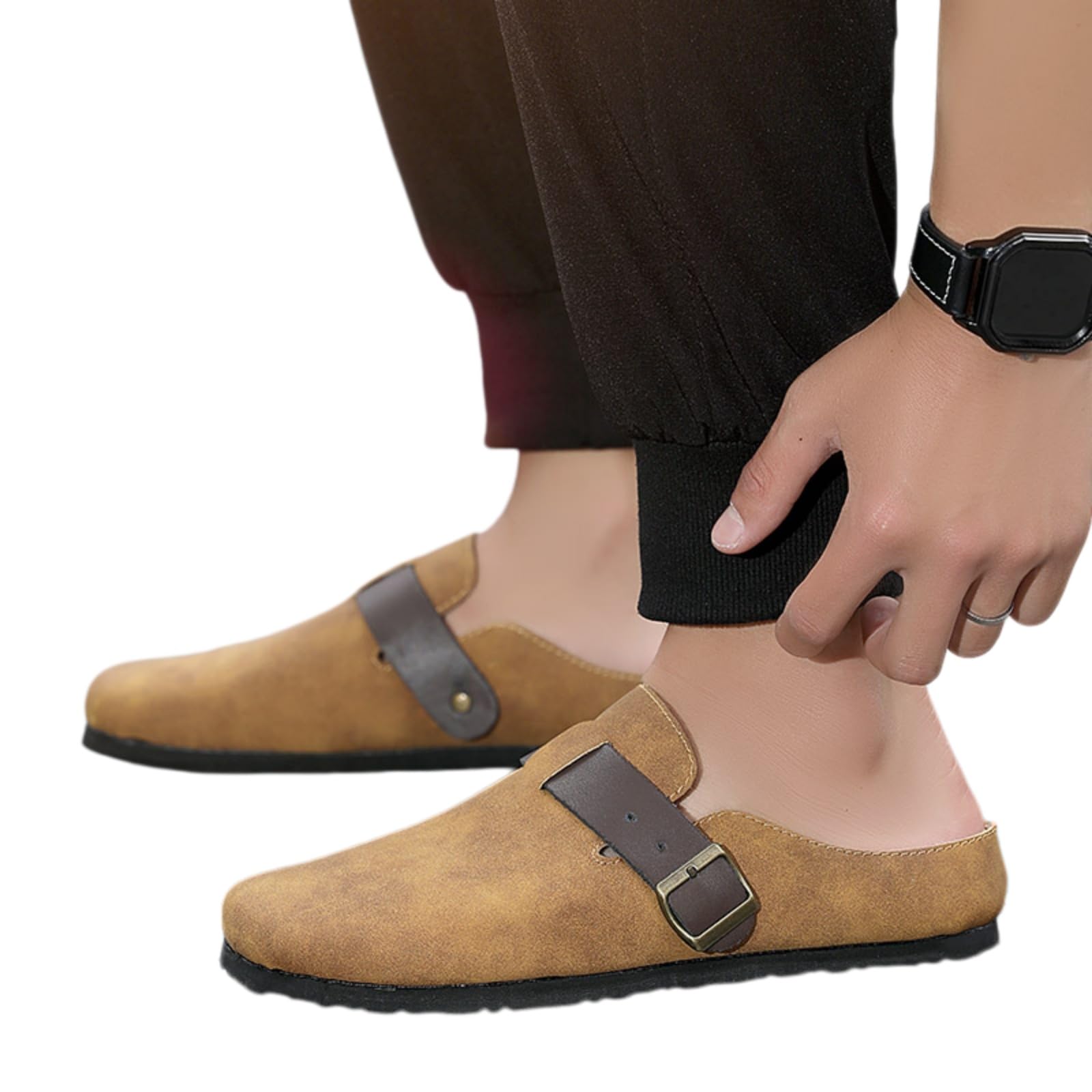 Pantofole Casual Uomini in Pelle, Comode Scarpe Leggere con Semplice Scivolo sullo Stile per attività All'aperto all'Interno