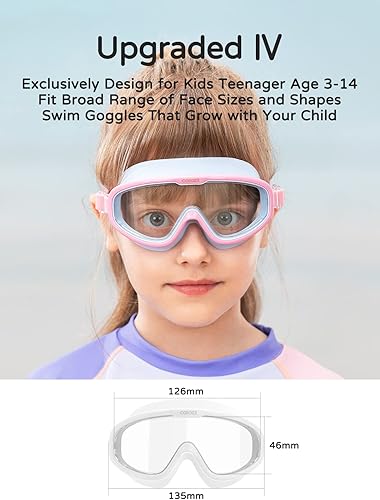 Miniatura 5 de COPOZZ Gafas de natación para niños de 8 a 12 años, visión amplia para jóvenes, antiniebla, sin fugas, gafas de natación transparentes para niños y