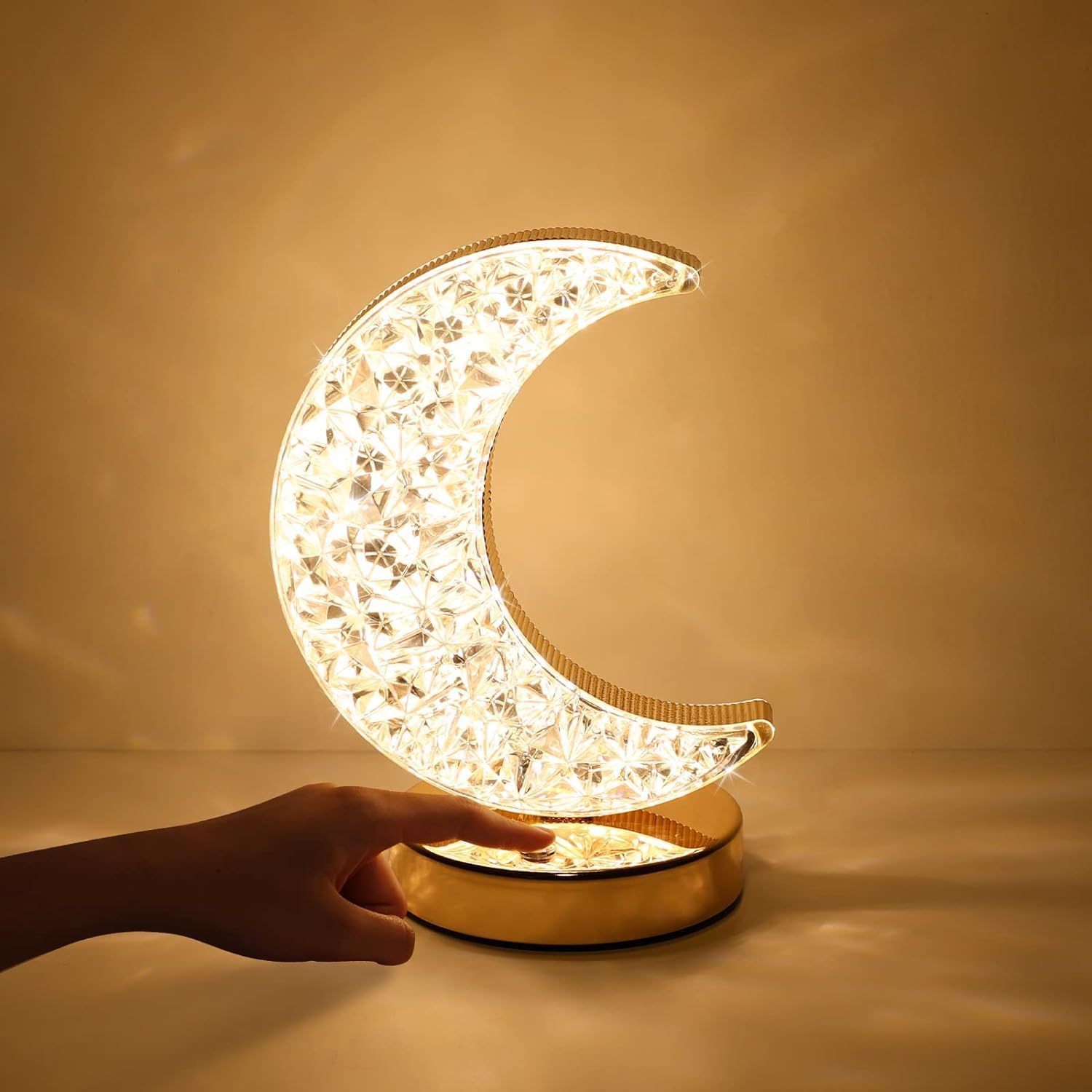 Yoawllty Ramadan Crystal Table Lamp - Moon Shape Night Light With Touch ...