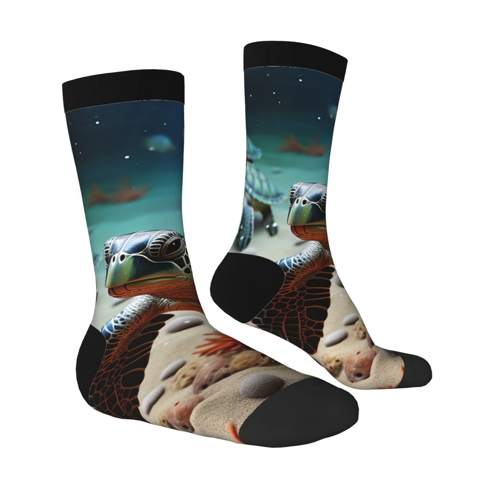 LZQPOEAS Turtle starfish Athletic Socks Unisex Cushioned Crew Socks Hiking Running Calf Sock Soft Above Ankle Sock