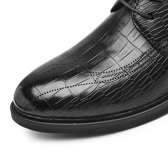 Men Casual Wedding Dress Shoes Men's Patent Leather Derby Shoes Fashion Classic Lace Up Low Oxfords Shoes(7.5)3