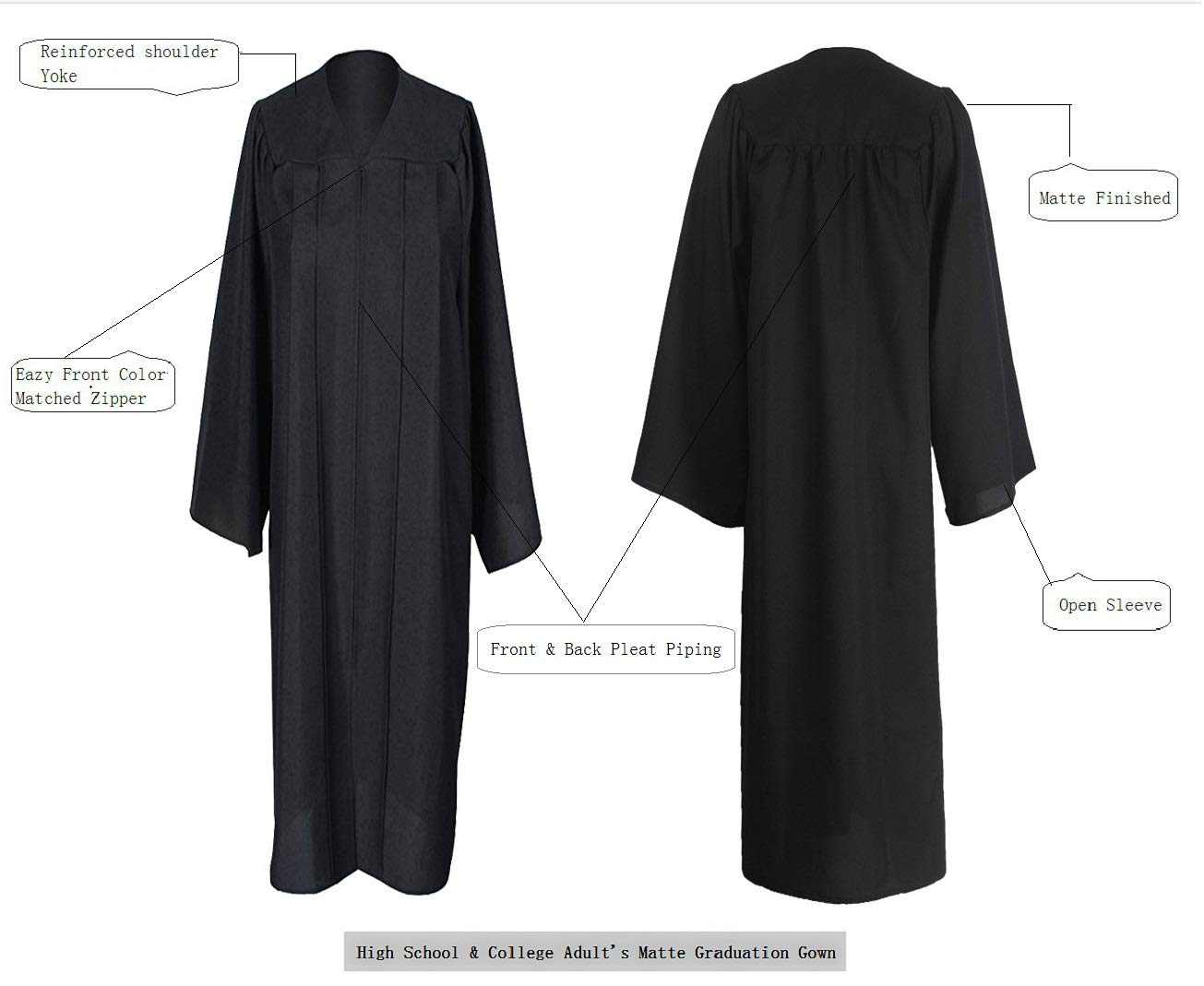 Buy [2022+2023] HEPNA Matte Graduation Gown Cap Tassel Set,Uniforms