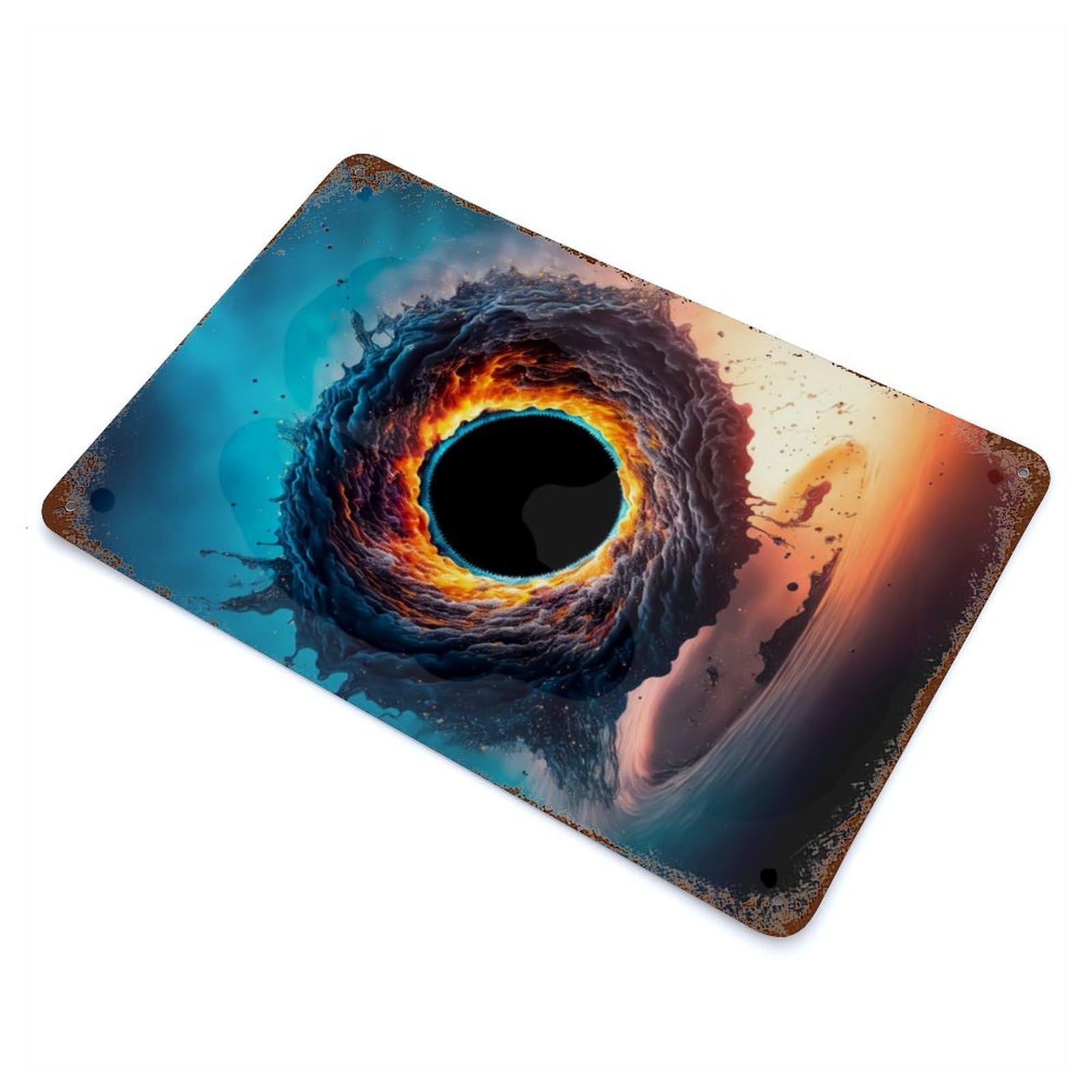 Rust Effect Cosmic Eye Rusty Metal Tin Sign 11.8"x7.9", Old School Wall Decor for Basement, Hobby Room And Garage Decor