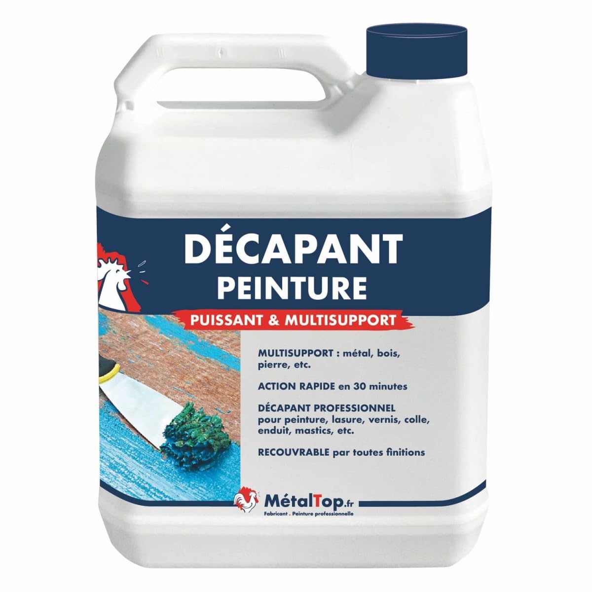Metaltop - Decapant Peinture - 20 L - Enlève peinture, vernis et lasure sur toutes surfaces bois, métal, plastique, etc