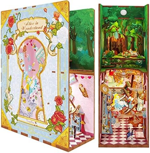 Miniatura 1 de Kit de rincón de libros, rompecabezas de madera 3D con sensor de cuerpo humano, luz LED, kit de inserción de estantería de bricolaje, crea un