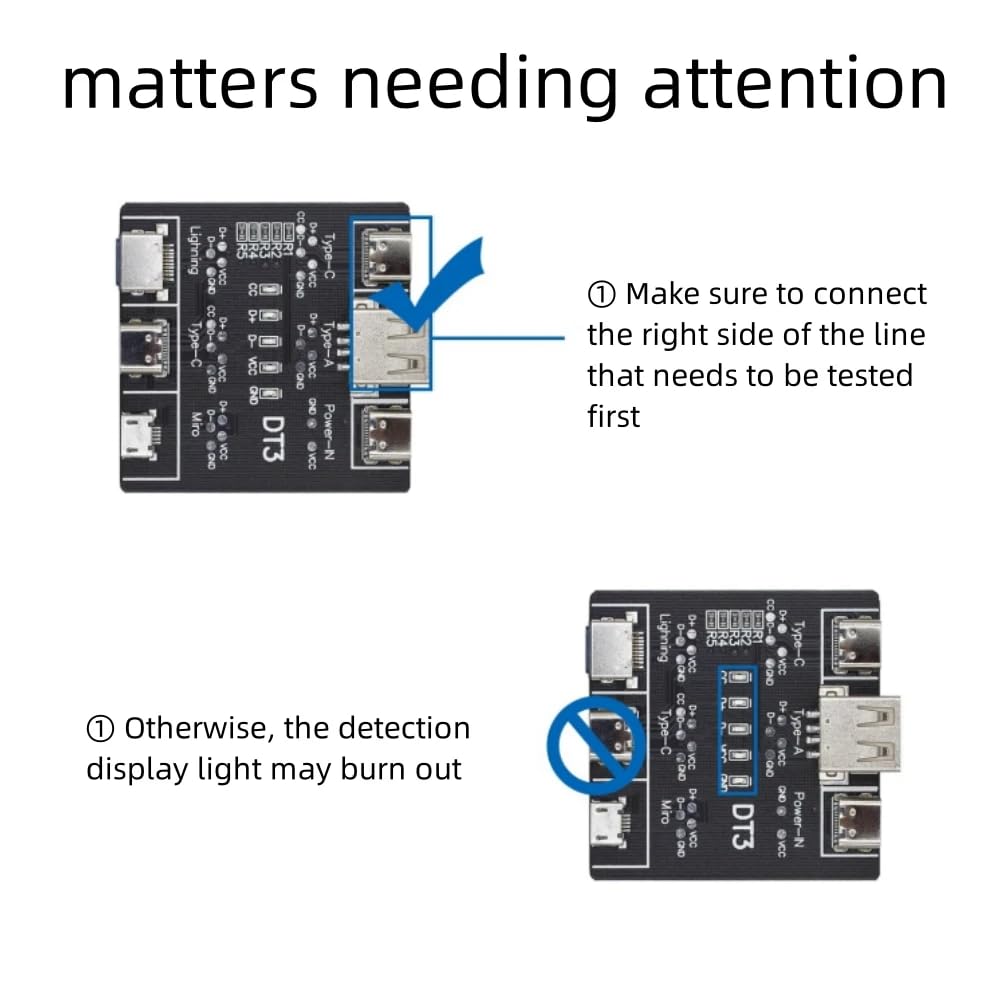 DollaTek 2 szt. wielofunkcyjny tester kabli danych USB do szybkiego rozpoznawania DT3-USB tester kabli danych, szybkie narz?dzie do wykrywania, p?ytka drukowana do Micro typu C