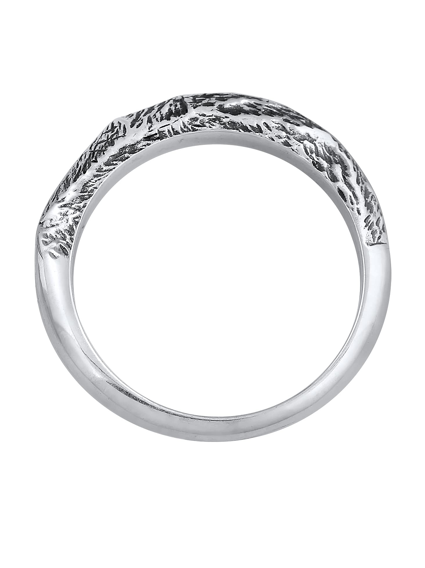 Kuzzoi Anello da uomo dal design martellato, anello a fascia massiccio (3 mm) di larghezza in argento sterling 925, sottile per l'uomo, anello da motociclista, misura anello 60-66, 0605240721