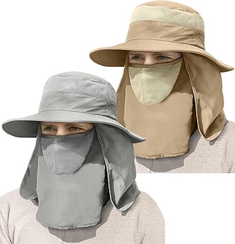 Miniatura 1 de IYEBRAO - Sombrero de sol para hombre al aire libre con solapa para el cuello, protección UV, ala ancha, sombrero de pesca para senderismo, safari,