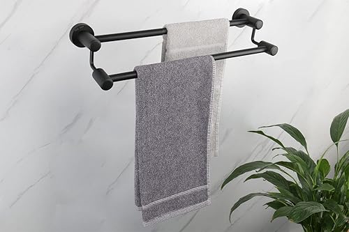 Miniatura 2 de TocTen Toallero de baño doble  Toallero grueso de acero inoxidable SUS304 para baño, accesorios de baño, toallero doble resistente montado en la