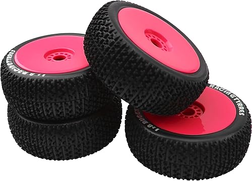 Miniatura 9 de ShareGoo OD 4.52 pulgadas 18 RC Buggy neumáticos de goma con llanta de plástico hexagonal de 0.669 in compatible con Arrma Kyosho Exceed RC Traxxas