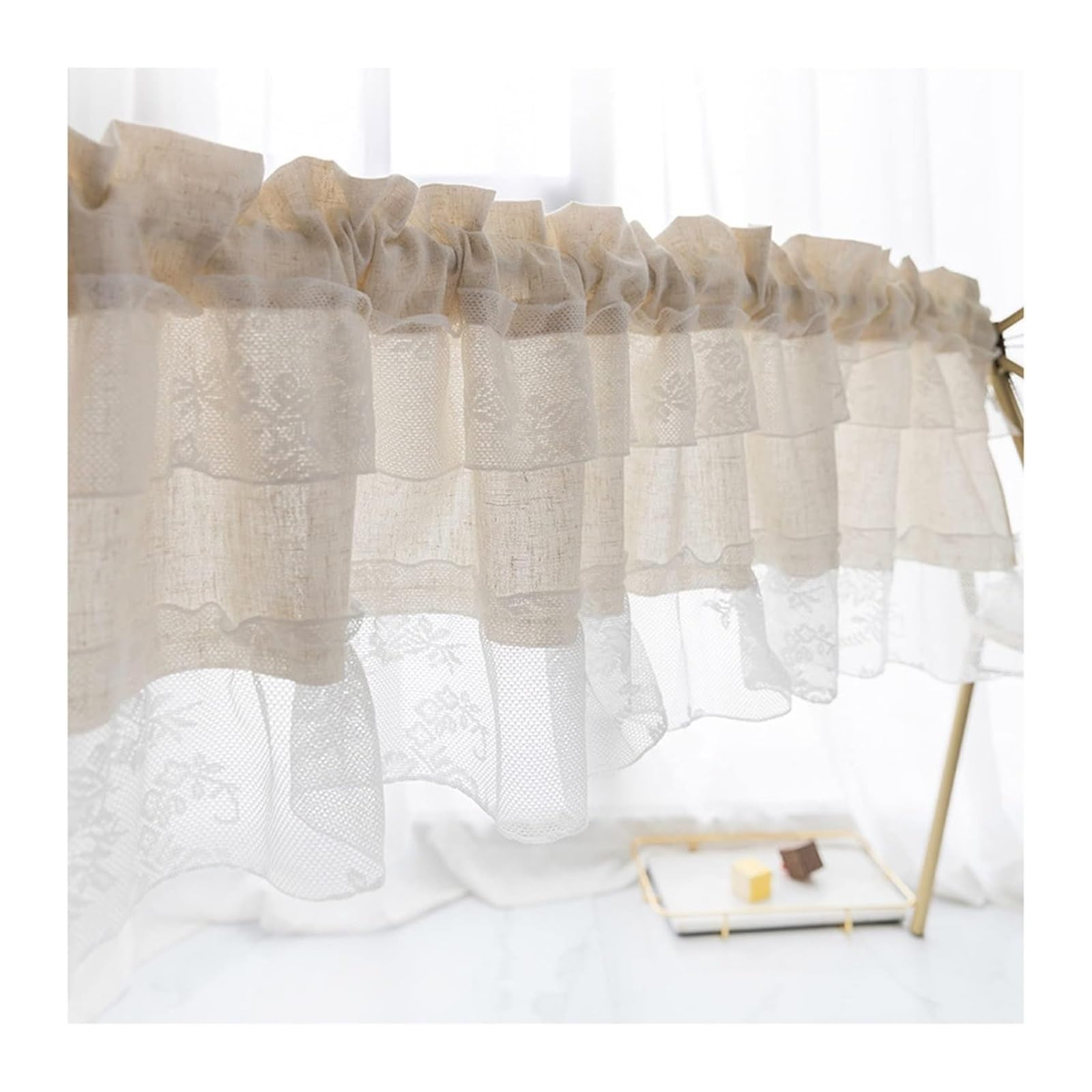 KXCVBNKLJ Voile curtains, Semi Sheer Cotton Linen Curtain Valance, Short Curtain, Rod Pocket, Multiple Sizes(WxH 150x50cm/59x20in)