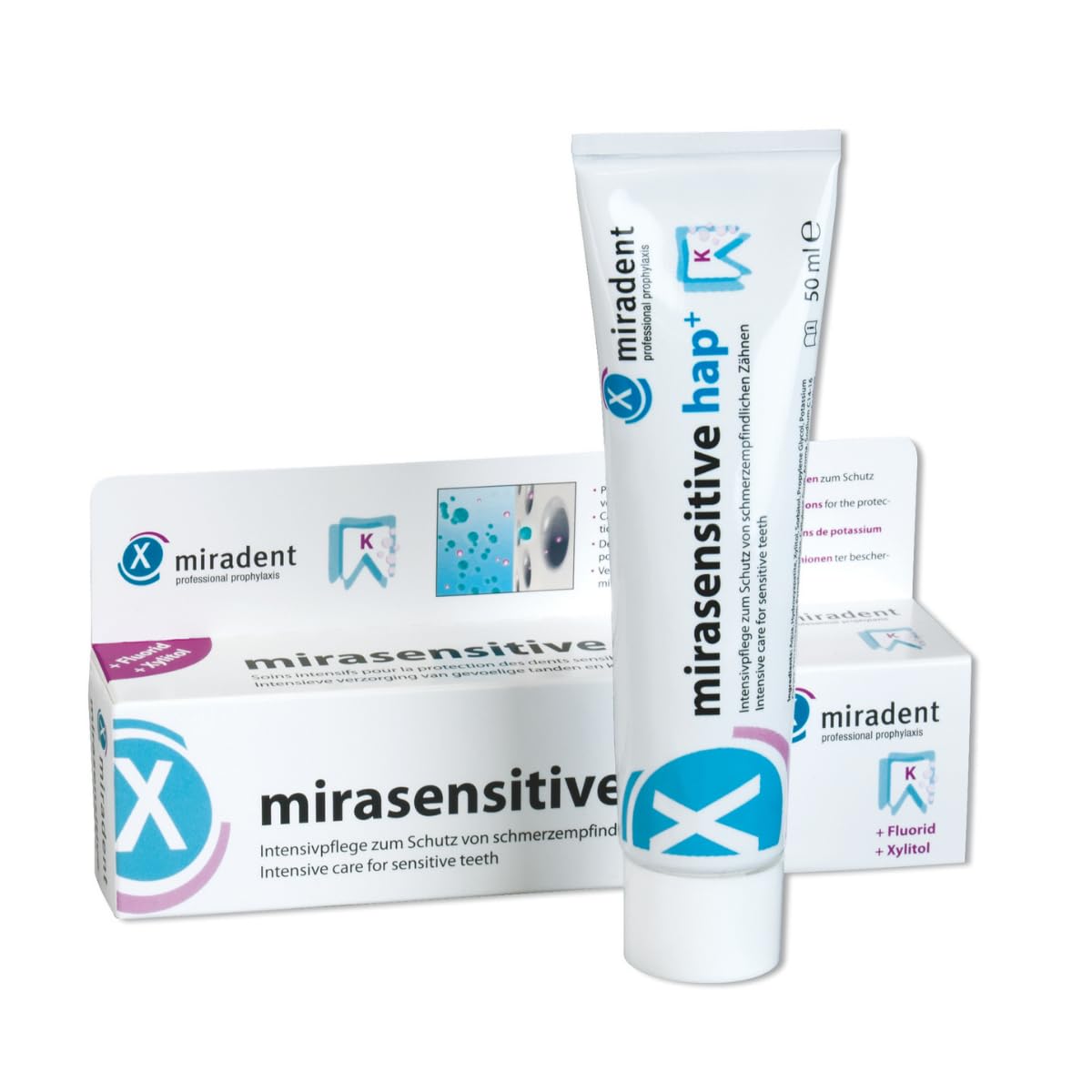 miradent Mirasensitive Zahncreme 50 ml – Intensivepflege zum Schutz schmerzempfindlicher Zähne