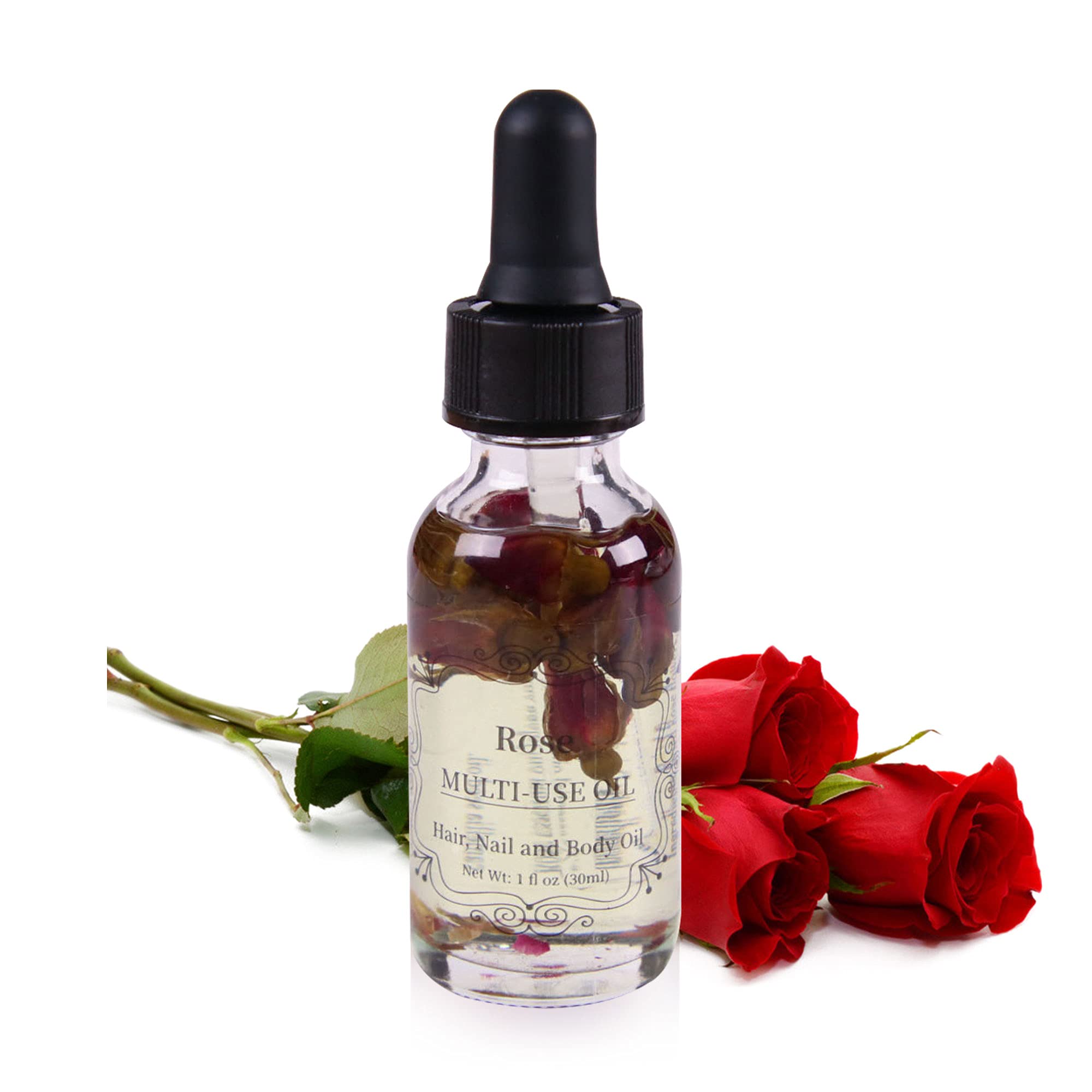 Rose Multi-Use Oil 30ml, Organic Essential Oil for Skin, Hair, Body and Nails