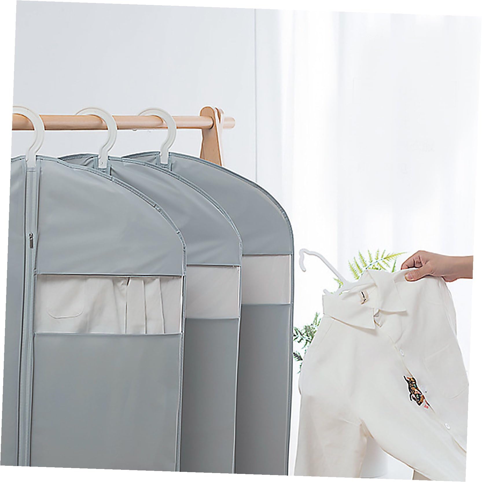5 Stück Kunststoff Kleiderschutzhüllen für Kleidung und Anzug | Lichtdurchlässig, Leicht, Staubabweisend, 3 Stück 60x90cm Sowie 2 Stück 60x110cm