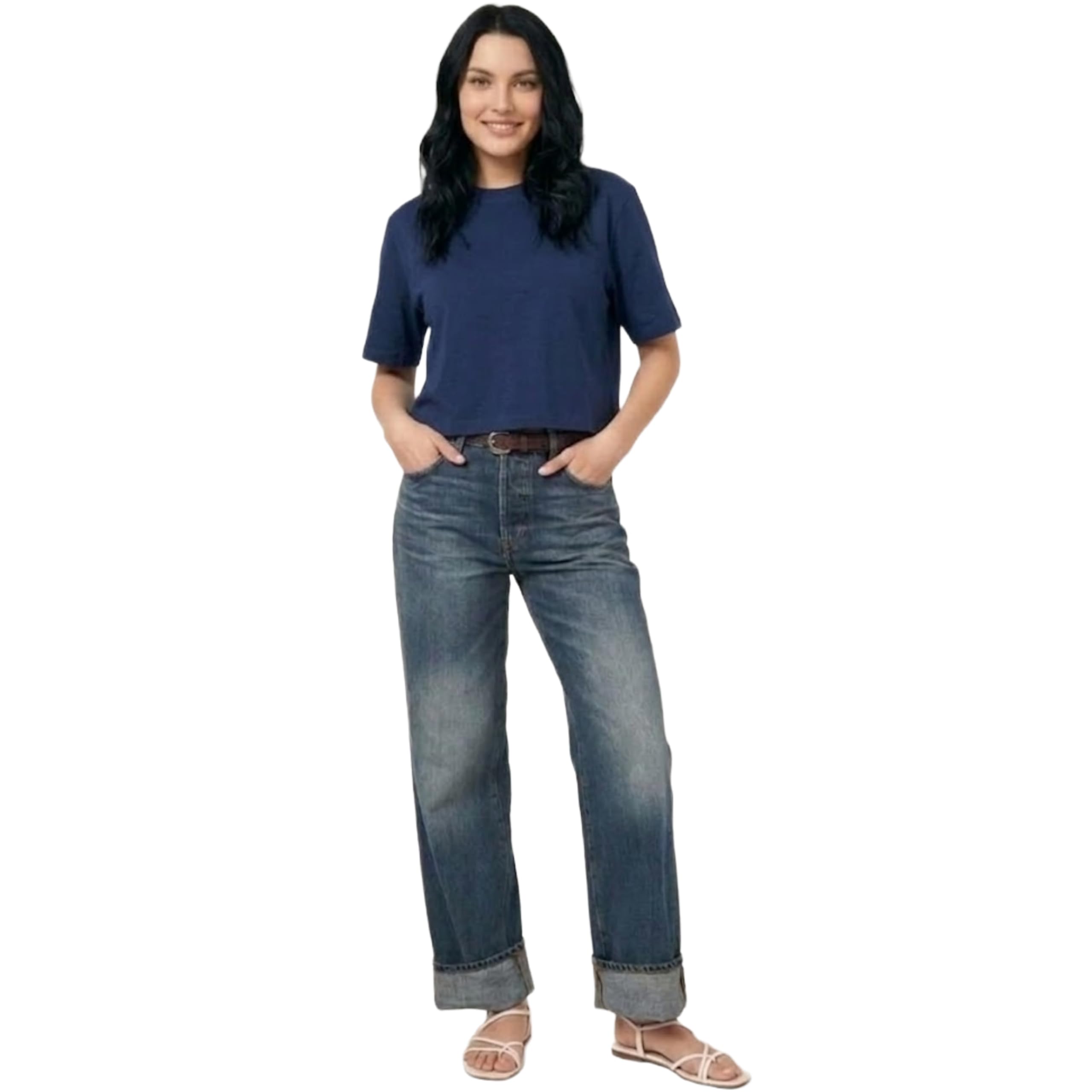 Women's Stylish Cotton Crop Top T-Shirt Round Neck Half Sleeve Color NavyBlue Solid Regular Comfort Fit Short Length Summer Wear-picture-38