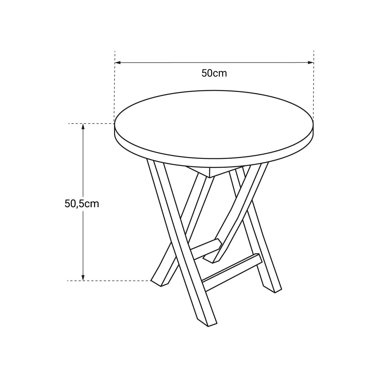Happy Garden Tavolino rotondo in teak 50 cm LOMBOK