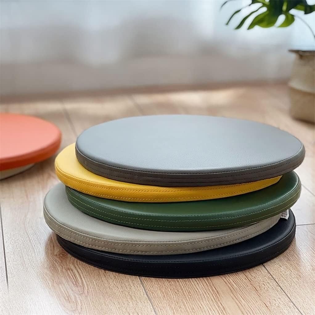 Lot de 4 Galette de Chaise Exterieur Ronde 40cm/35cm/30cm/45cm Coussin De Siège en Cuir PU,Impermeable Coussin de Chaise Cuisine/Jardin/Interieur Coussin de Tabouret de Bar(Black,4PCS_35CMX2CM)