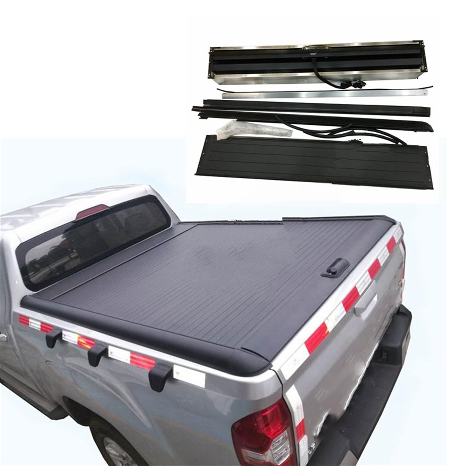 Schwarzer Roll- Und Lock-Rollendeckel Aus Aluminium, Abschließbarer Rollladen, Hintere Laderaumabdeckung, 4 X Für Ford Für Ranger T6 2012 Gepäckraumabdeckung