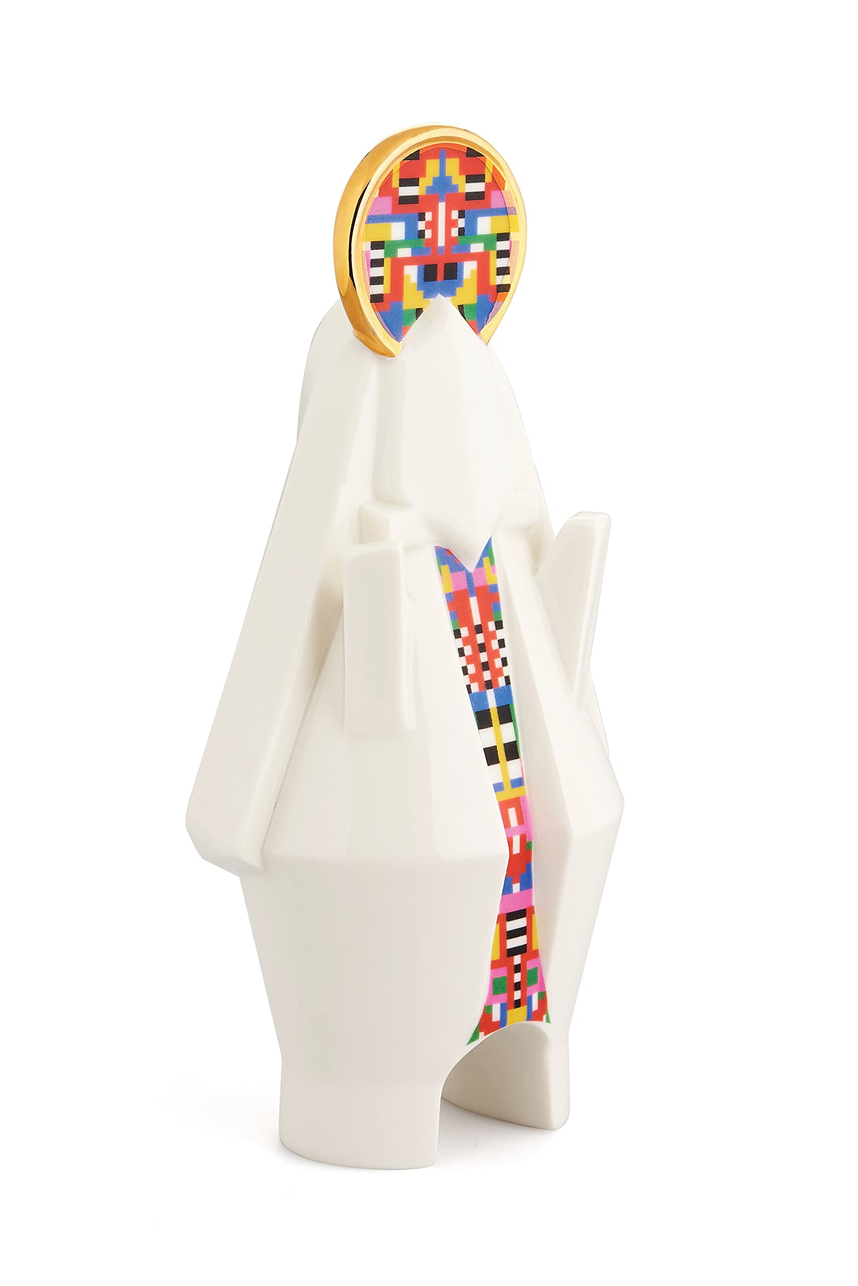Alessi Mary ESA05 2 – Porzellan-Madonna-Figur für Krippe mit Handaufgebrachten Abziehbildern und Details aus 24 Karat Gold, Mehrfarbig