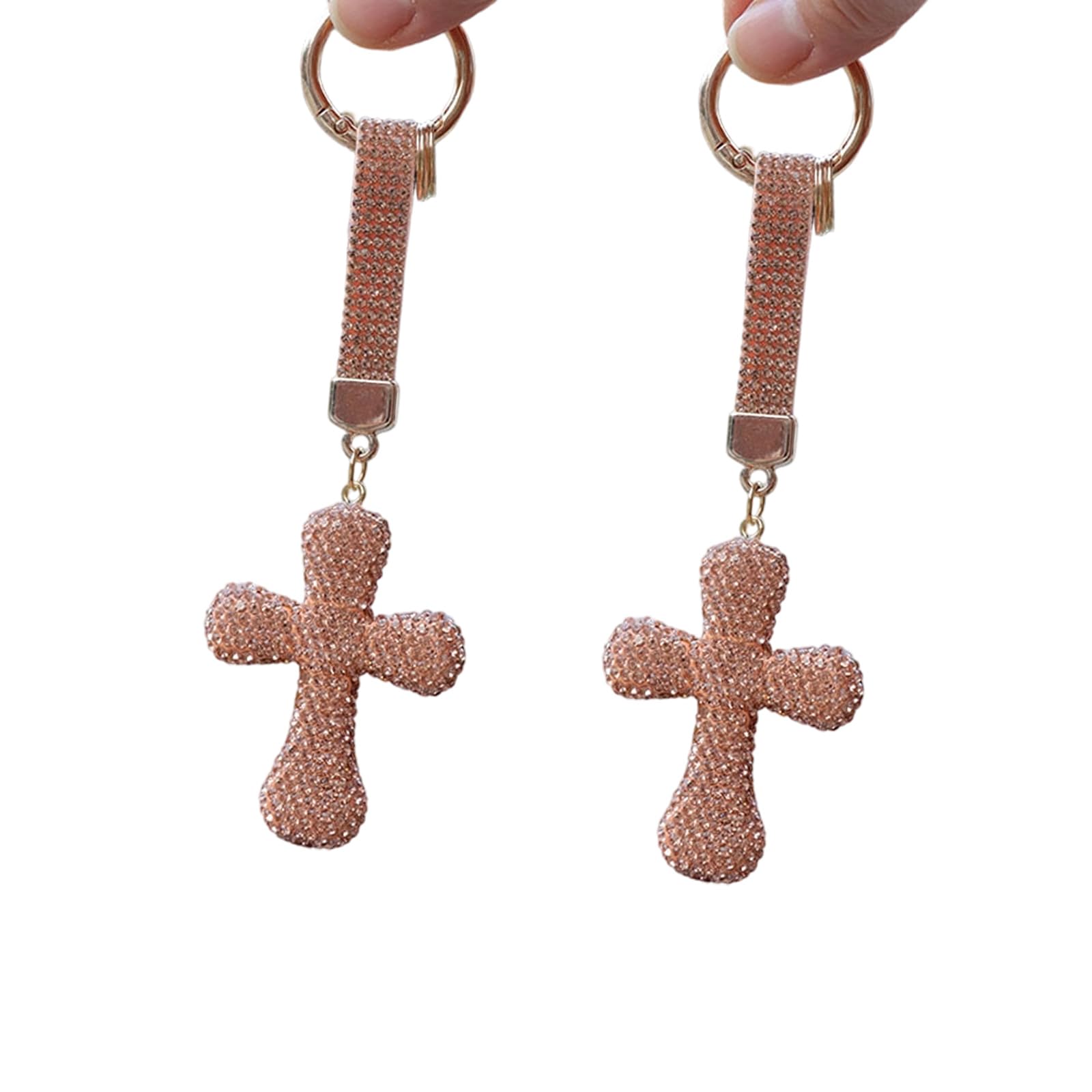 Tsophreniq Blessed Rhinestones Keychain for Women, Religious Jewelry Car Purse Charm Pendant Crosses Rhinestones Keychain