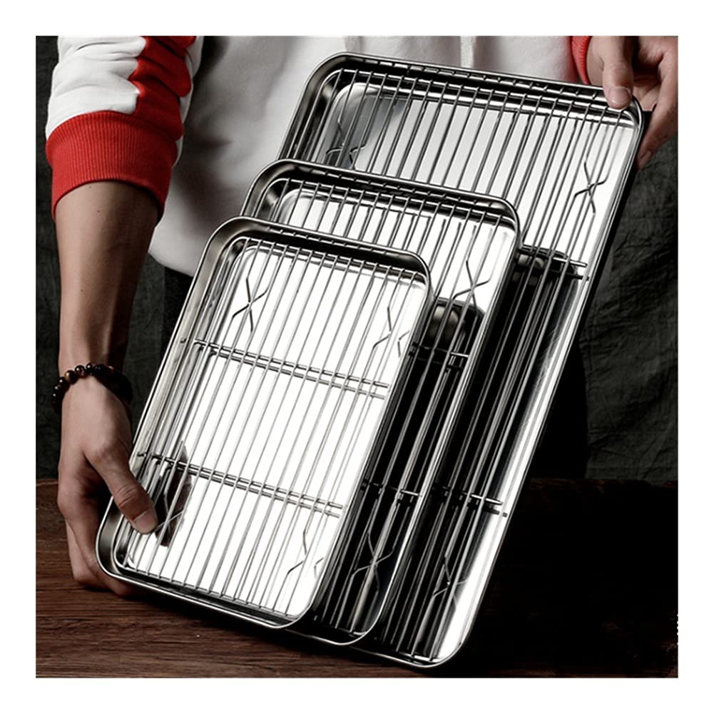 Bandeja de enfriamiento del horno Bandeja para hornear de acero inoxidable 304 Bandeja para barbacoa con rejilla de enfriamiento extraíble Juego de bandeja para hornear Horno no tóxico Lavavajillas