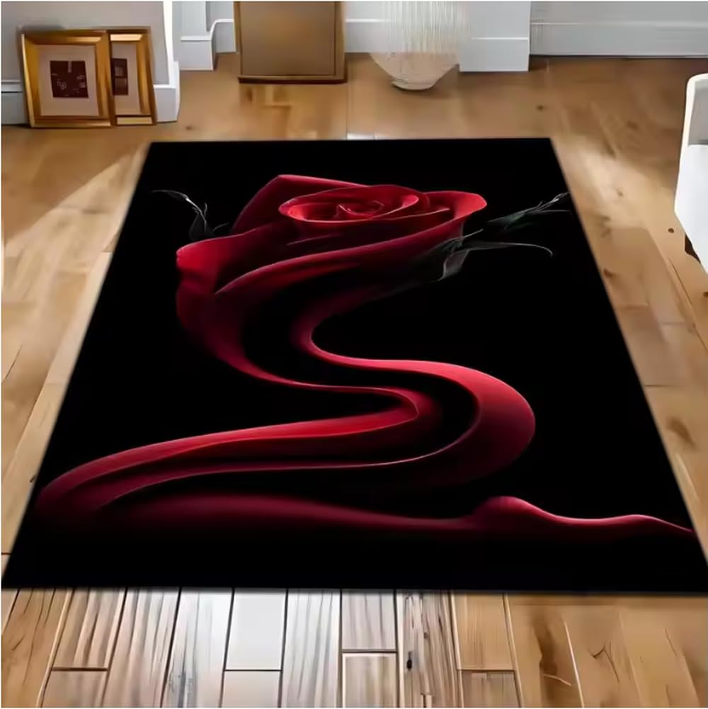 Tapis Yin Yang Koi tapis japonais de salon rose rouge tapis decoratif 80x150