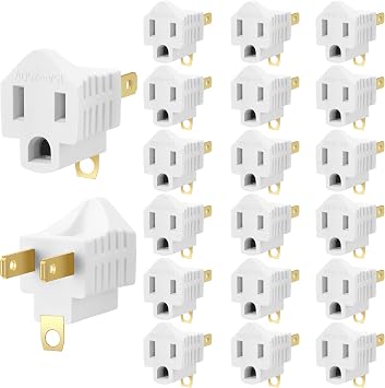 20 Pieces 3 Prong to 2 Prong Adapter Polarized 3 Pin to 2 Pin Power for Wall, Grounding Converter Adapter, Outlets Plugs Household AppliancesWhite
