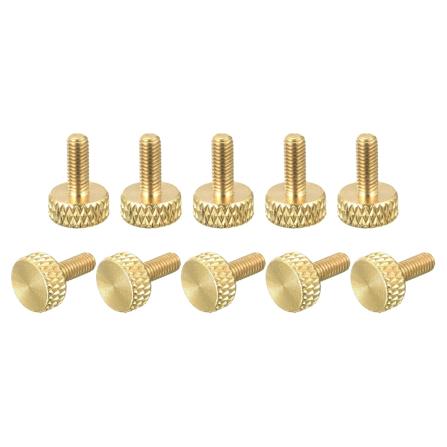 uxcell 10Pcs Brass Knurled Thumb Screws, M3x8mm 11.5mm Length Flat Grip Bolt Knobs Fasteners for Electronic, Mechanical