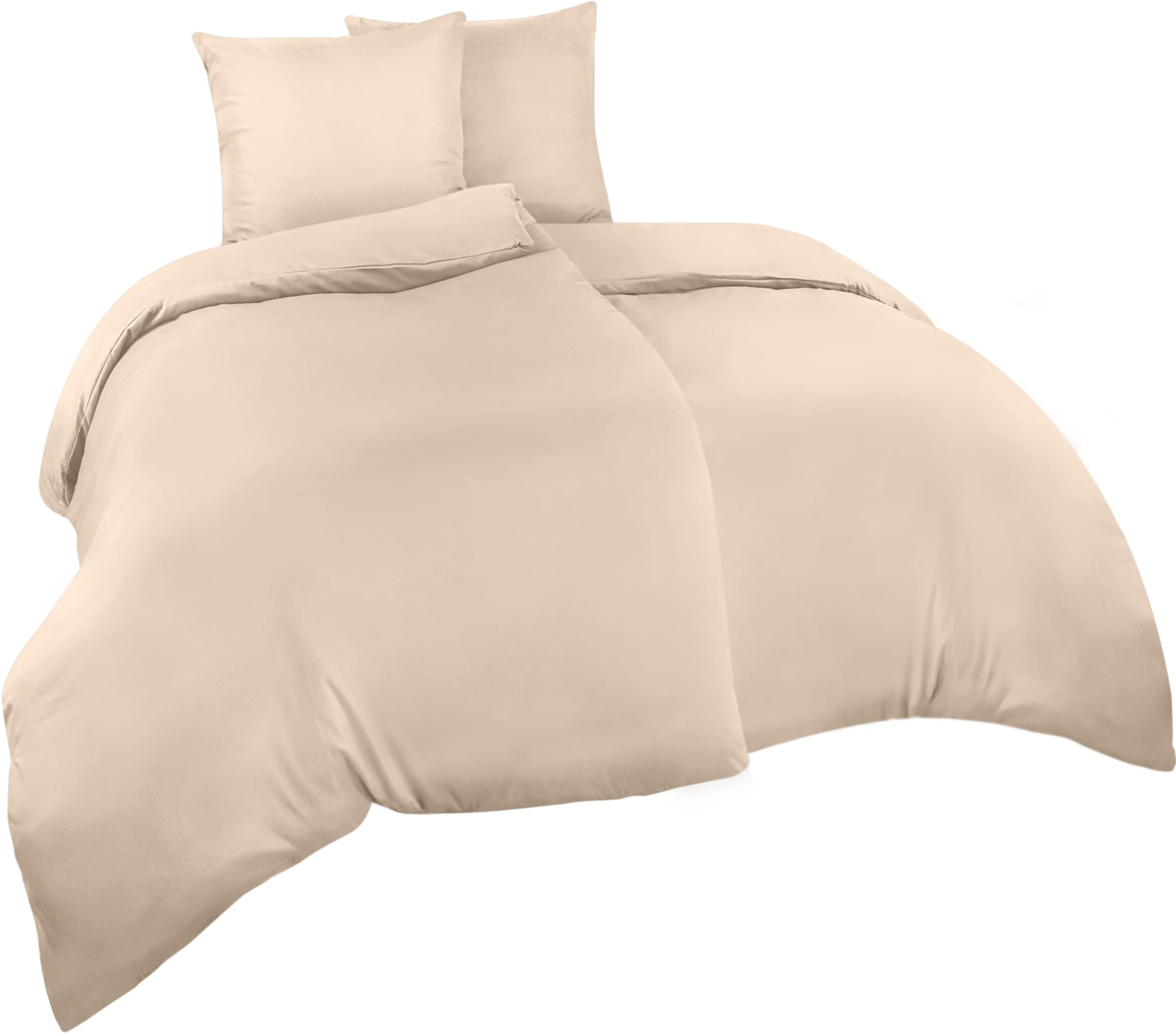 Utopia Bedding Copripiumino Una Piazza e Mezza - Microfibra Copripiumino 2 x 135x200cm + 2 x Federe 80x80cm - Beige