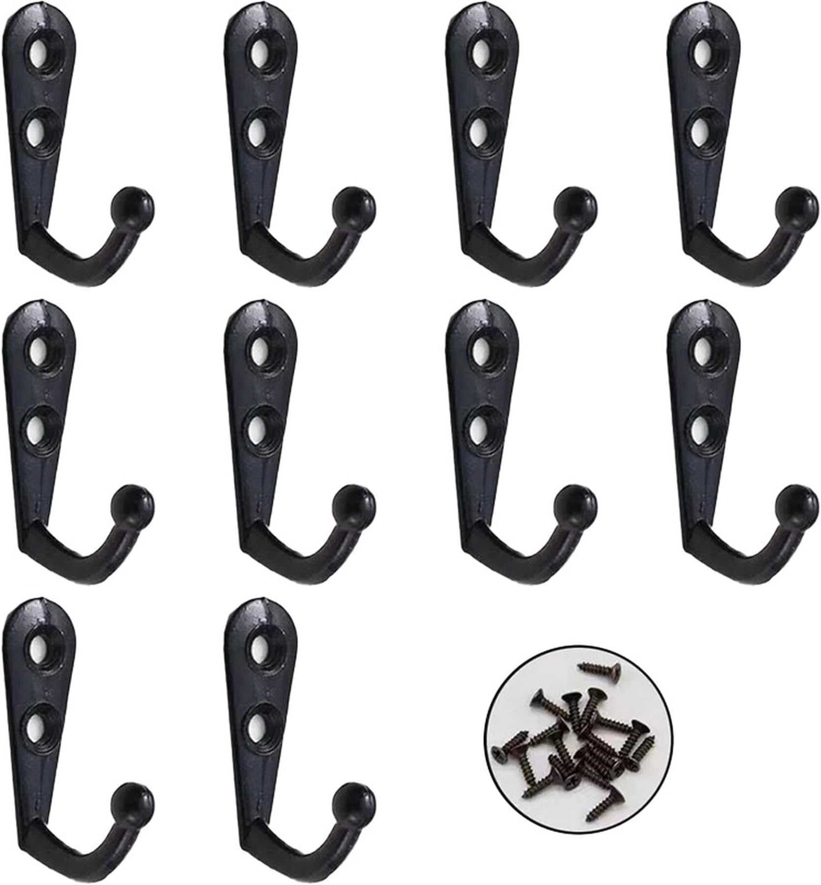 Y.Lin 10 Units Hat Coat Hooks for Wall Mounted Alloy Coat Hanger Home Towel Key Hanger Bathroom Slatwall Robe Hooks Home Accessories (10 Units Black)