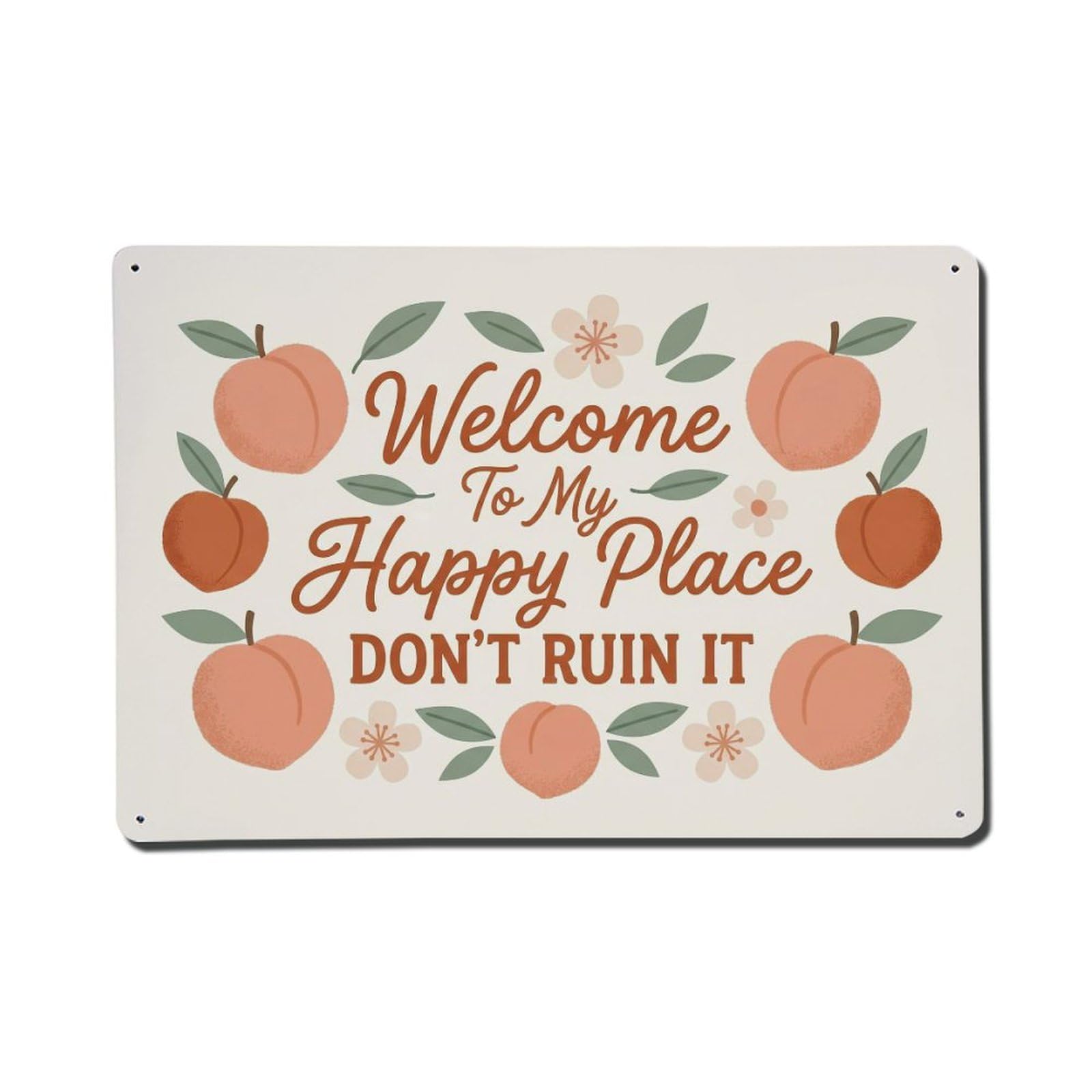 Peach Orchard Summer Kitchen Humor Metal Tin Sign Plaque Wall Decor for Cafe, Club Bar, Office, Home Garden Metal Poster 8x12Inch