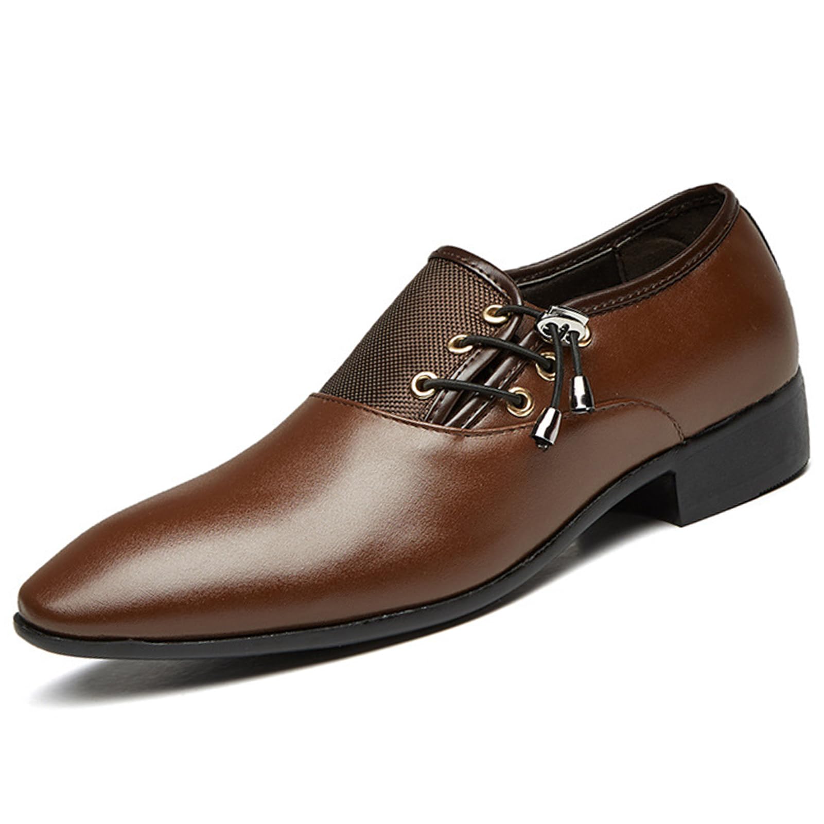Mens Low Heel Derby Dress Shoes for Men Round Toe Lace-up Business Casual Office Work Wedding Tuxedo Shoes