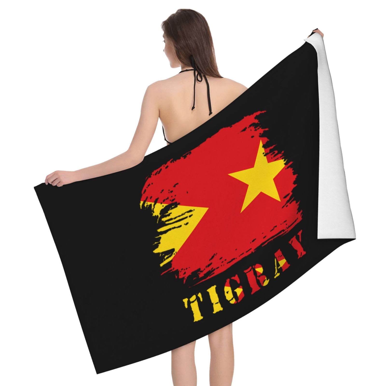 HLBSDM Microfiber Vintage Tigray Flag Beach Towel Quick Dry Soft Sand Free Beach Towels for Pool Swim Beach Lightweight Thin Towels
