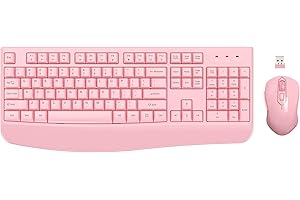 2.4G Ergonomic Pink Wireless Keyboard and Mouse