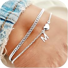 2Pcs Anklets for Women Waterproof Ankle Jewelry Gift for Her Initial Foot Bracelet Birthday Gifts for Her Initial Foot Jewelry