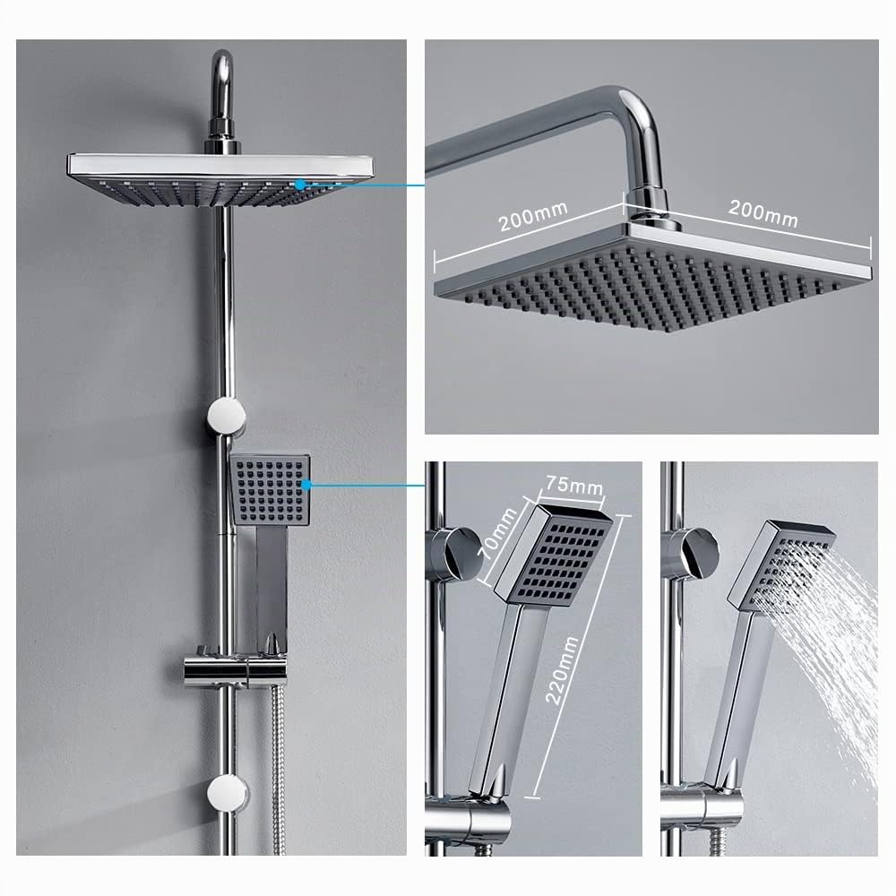 Edouard Rousseau - Mitigeur Thermostatique Bain-Douche Volga 2 - Remplissage Rapide & JOHO Colonne de Douche Chromé Ensemble de douche en acier inoxydable avec pommeau de douche en ABS