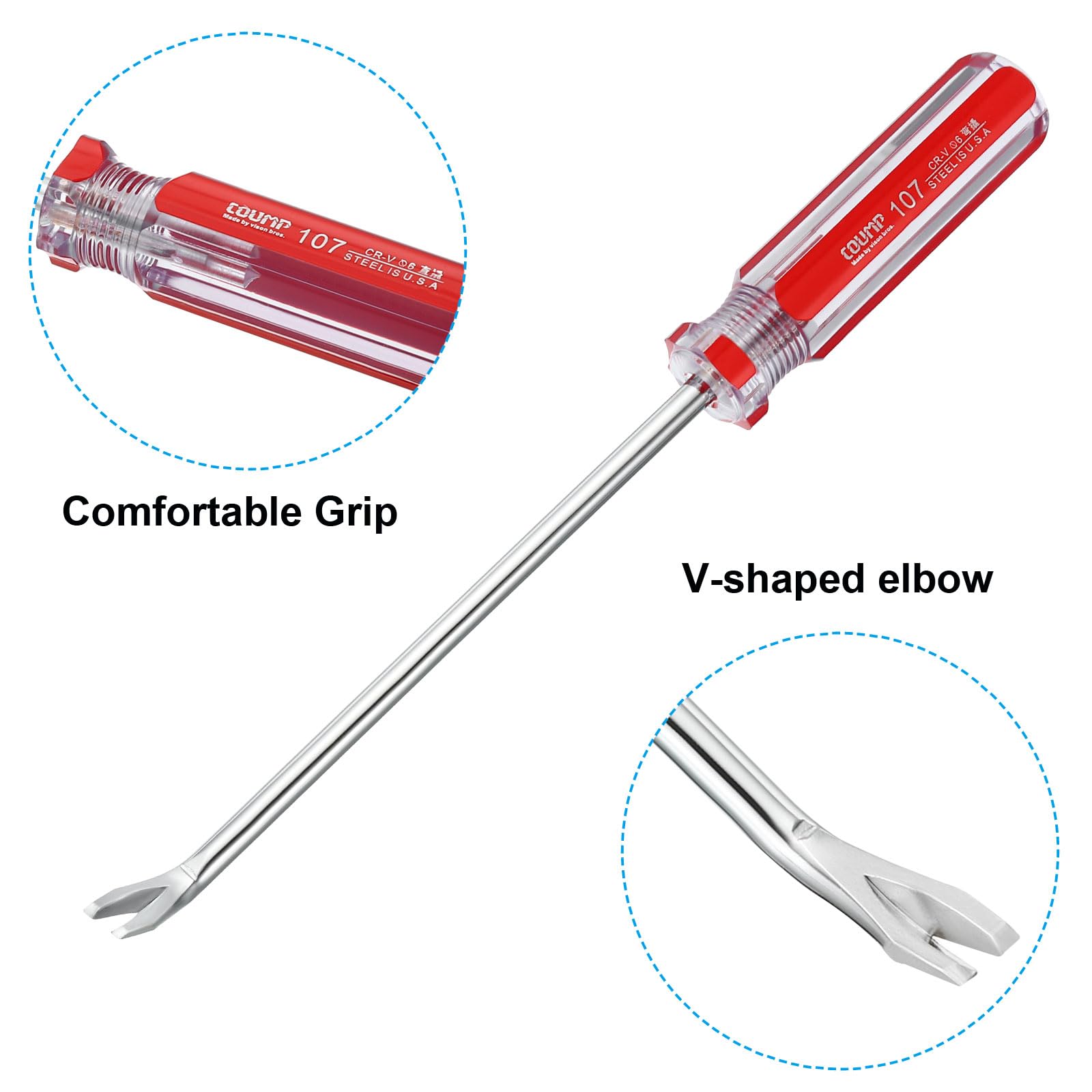 PATIKIL Upholstery Staple Remover, 4" 6" Construction Staple Puller Staple Nail Tack Tool for Furniture Wooden Floor Photo Frame Red - Image 3