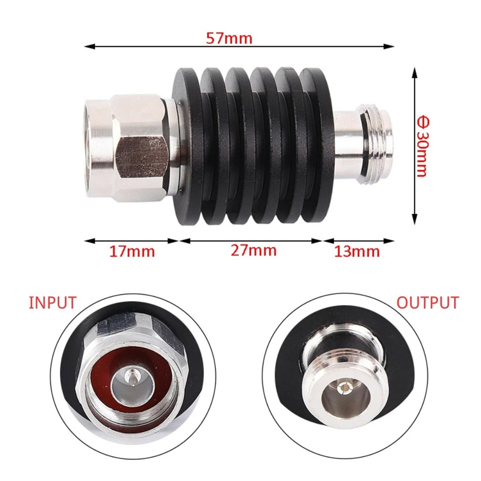 réglable Atténuateurs fixes coaxiaux 10W N mâle à femelle, atténuation DC-3GHz 4GHz 50Ohm 1db.3db.5db.6db.10db.15db.20db.30db.40db(30dB 3GHz)