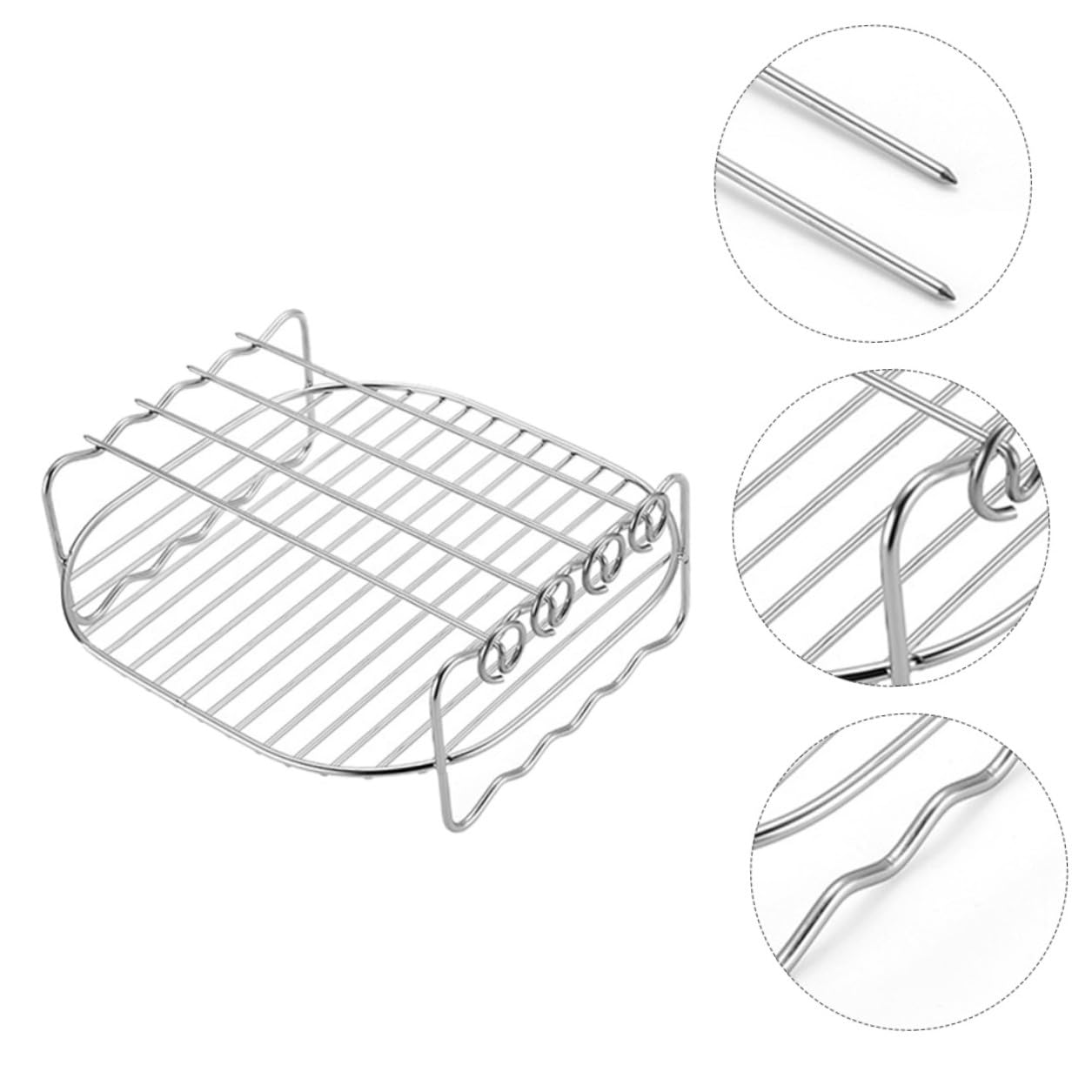 Accesorios para Freidora de Aire para Dorar Segura y Confiable 2 Piezas Rejilla de Acero Inoxidable Superficie Lisa para Cocina Doméstica