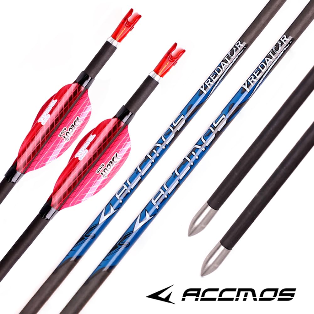12 pz Caza Práctica Flecha ID 4.2mm Pluma en Espiral Flecha,Eje Flechas de Carbono Puro, para Arco Compuesto Arco Recurvo Tiro con Arco
