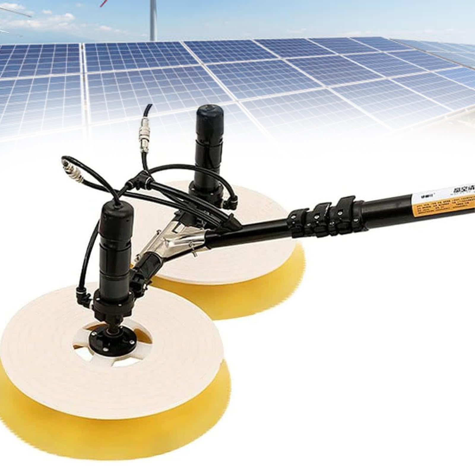 YNBSHGAA Telescopic Solar Panel Cleaning Brush with Water Fed System, Electric Window Cleaning Pole for Photovoltaic Maintenance