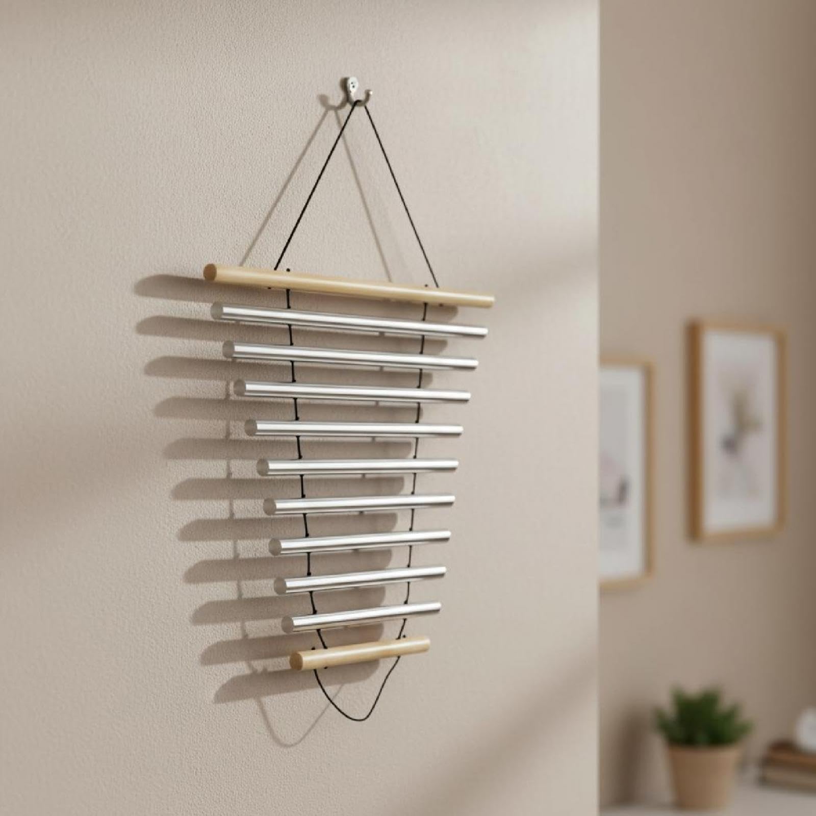Campana de viento para meditación, instrumento de percusión portátil de 9 tonos para gestión del aula, oficina y para Regalo ideal, Plata