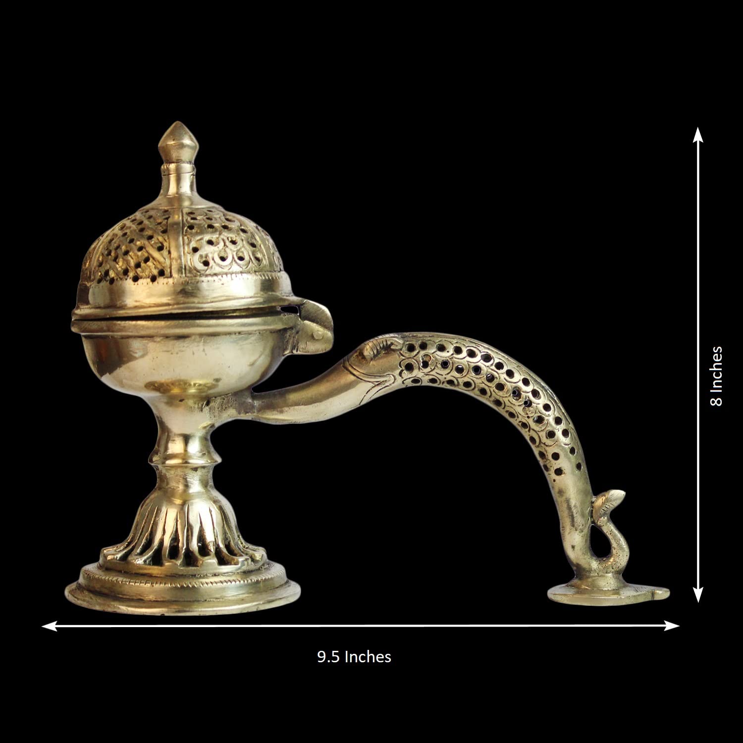 PR INTERNATIONAL - Bruciatore lobano in ottone con manico, bruciatore Dhoop Dhuni Sambrani Dhoop, maggiordomo di preghiera per casa e ufficio