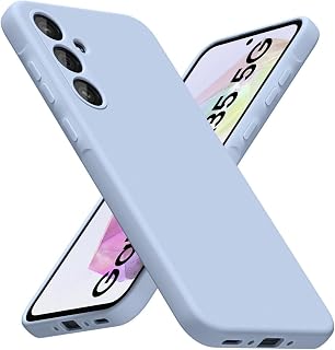 DIZORO Microfiber Candy Case for Samsung A35 5G Smooth Touch Cushion Liquid Soft Silicone Gel Rubber Phone Cases Non-Slip Full Body Protective Shockproof Back Cover -Sierra Blue